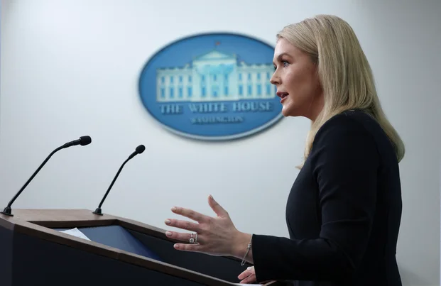 White House Press Secretary Karoline Leavitt holds a press briefing at the White House in Washington, U.S., March 5, 2025. REUTERS/Kevin Lamarque