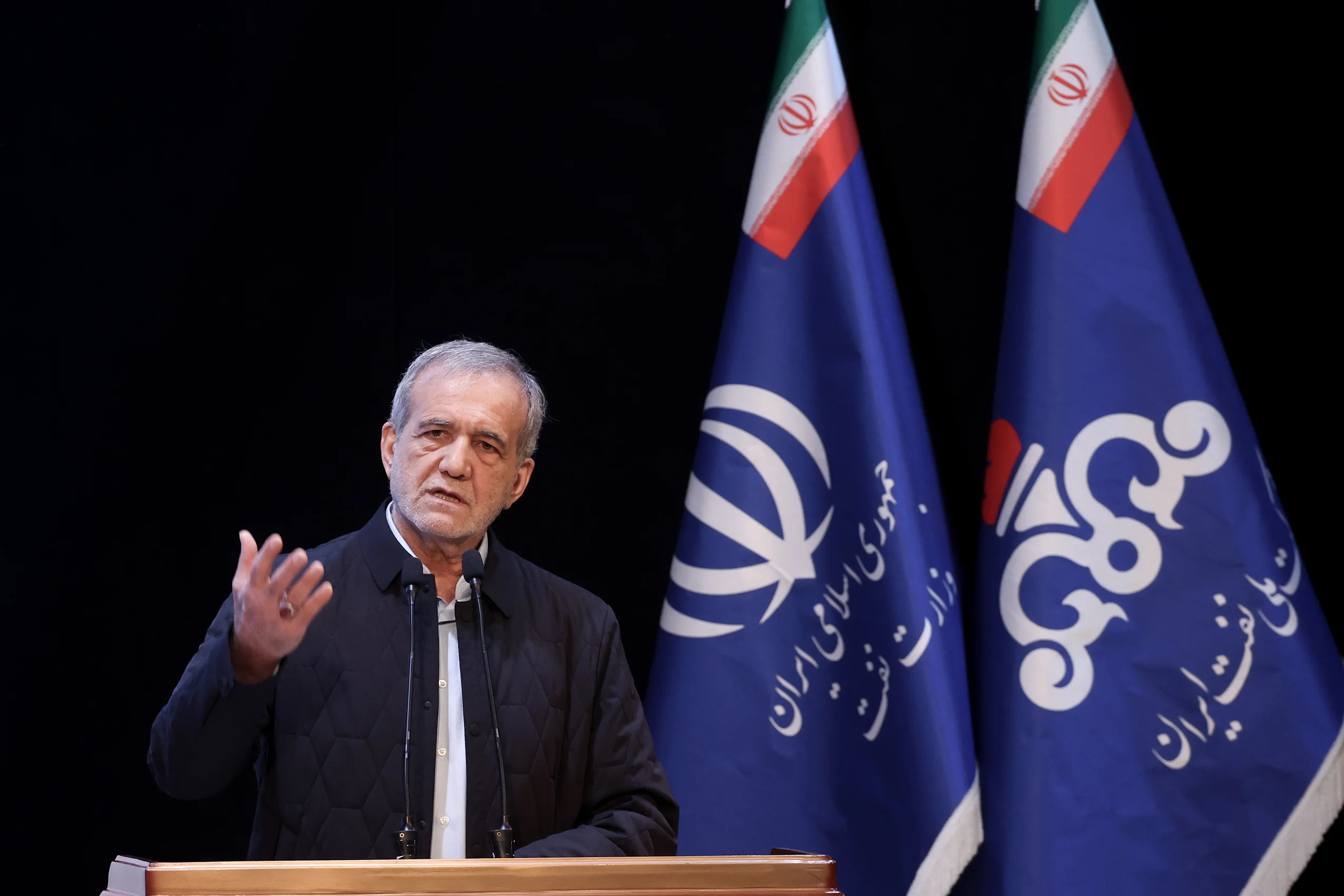 Iranian President Masoud Pezeshkian speaks during the signing ceremony for the South Pars gas field contract, an energy investment project, in Tehran, Iran, on March 8, 2025. Photo: via Reuters.