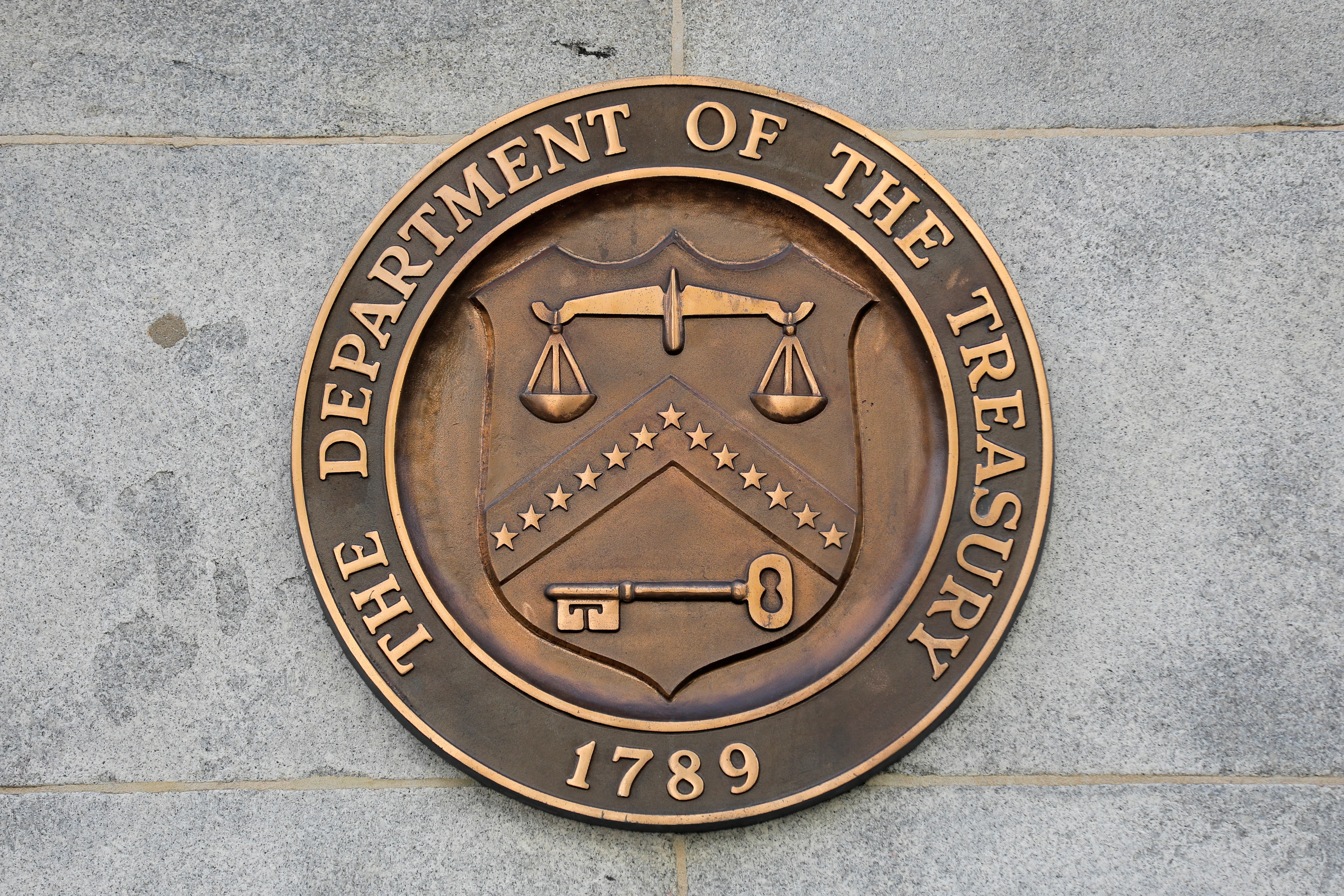 Signage is seen at the United States Department of the Treasury headquarters in Washington, D.C., U.S., August 29, 2020. Photo: Reuters