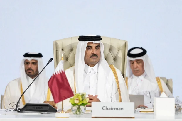 Emir of Qatar Sheikh Tamim bin Hamad Al Thani, attends the opening of the emergency Arab-Islamic summit, to discuss the Israeli attack on Hamas on the Gulf country's soil, in Doha, Qatar September 15, 2025. (Photo: Qatar News Agency/Handout via REUTERS)