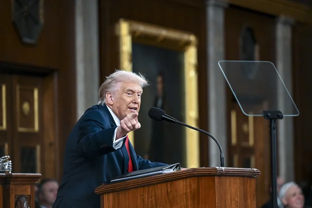 US President Donald Trump delivers the first State of the Union address of his second term to a joint session of Congress in the House Chamber of the United States Capitol in Washington, Feb 24, 2026. (Photo: Kenny Holston-Pool Photo via Imagn Images)