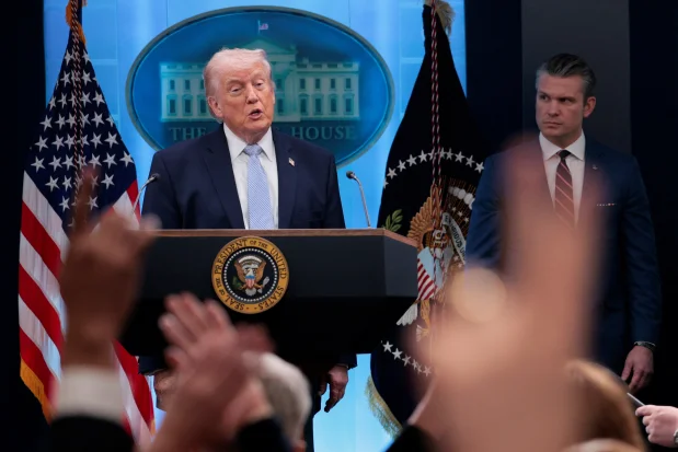 U.S. President Trump holds a press conference in the briefing room at the White House Monday, April 6th, 2026 Photo: Reuters Connect