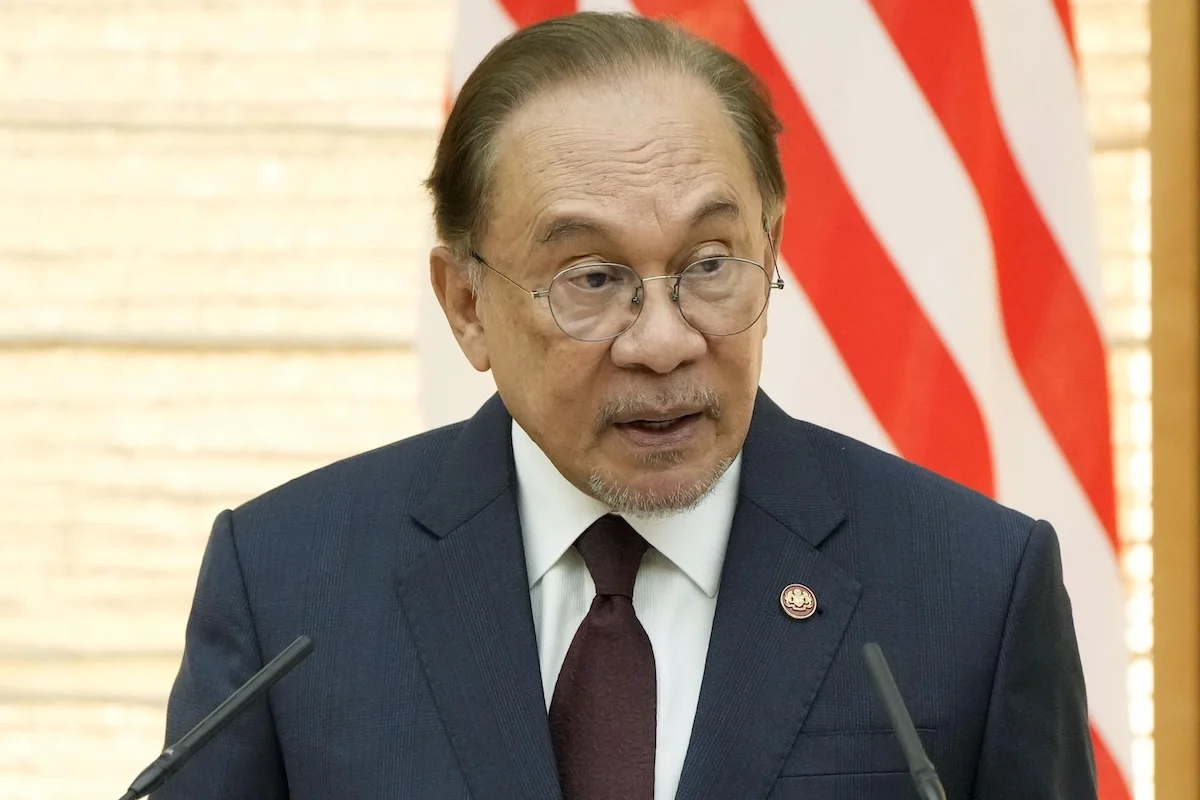 Malaysian Prime Minister Anwar Ibrahim speaks during a joint press conference