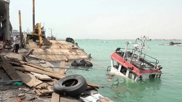Damage in the aftermath of Houthi strikes on the Red Sea port city of Mocha, Yemen, August 10, 2026 Photo: Reuters Connect