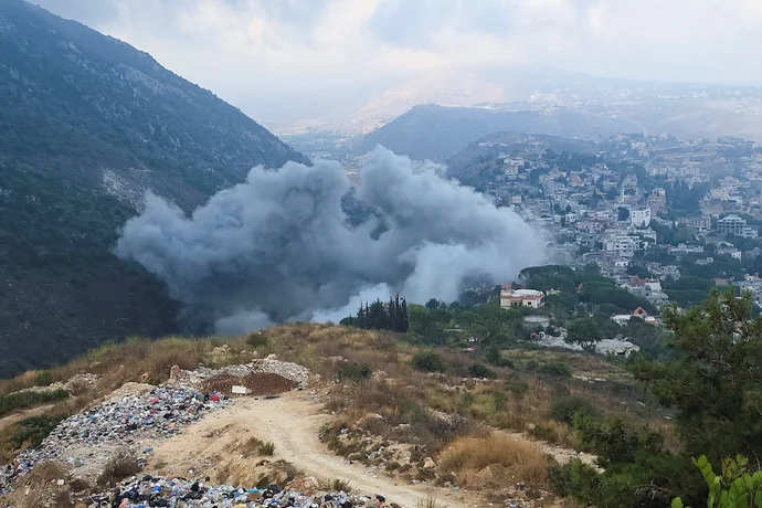 Smoke rises in southern Lebanon following Israeli strike in Arab Salim, Lebanon, September 6