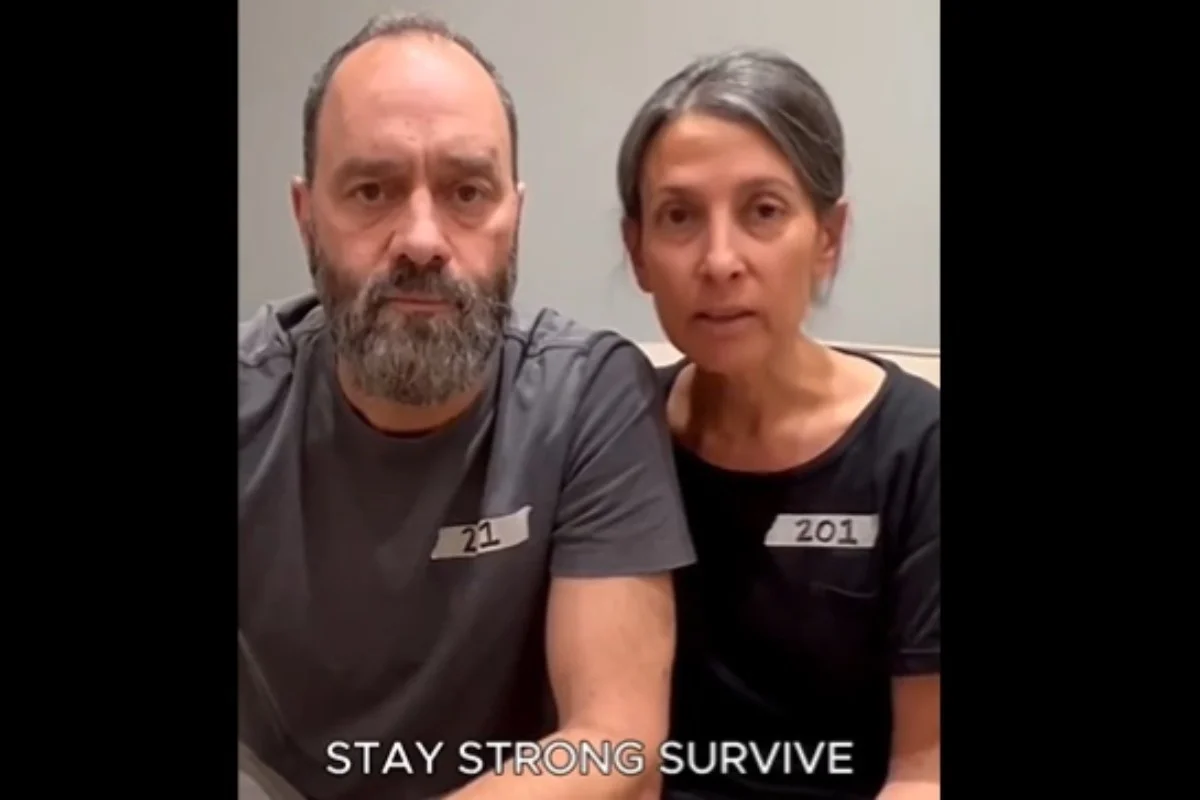 Parents of Israeli hostage Hersh in a video published on social media, after the release of their son's video published by Hamas, on April 24, 2024 (Photo: Screenshot from 