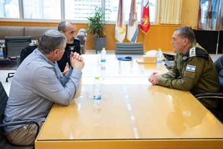 IDF Chief of Staff Lt.-Gen. Eyal Zamir meets with Police Chief Daniel Levy and Shin Bet Chief David Zini, Oct. 6, 2026. (Photo: IDF)