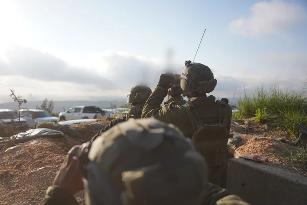 IDF soldiers observing the demolition of Hezbollah infrastructure in southern Lebanon, April 28, 2026. Photo by IDF.