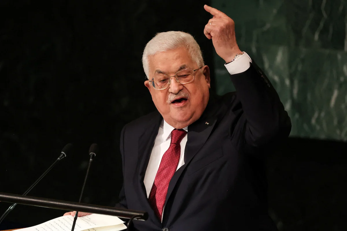 Palestinian Authority President Mahmoud Abbas addresses the 77th United Nations General Assembly at UN headquarters in New York City, September 23