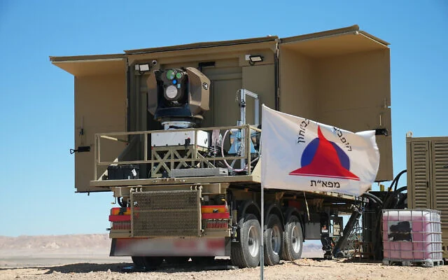 Iron Beam laser-based air defense system during a test