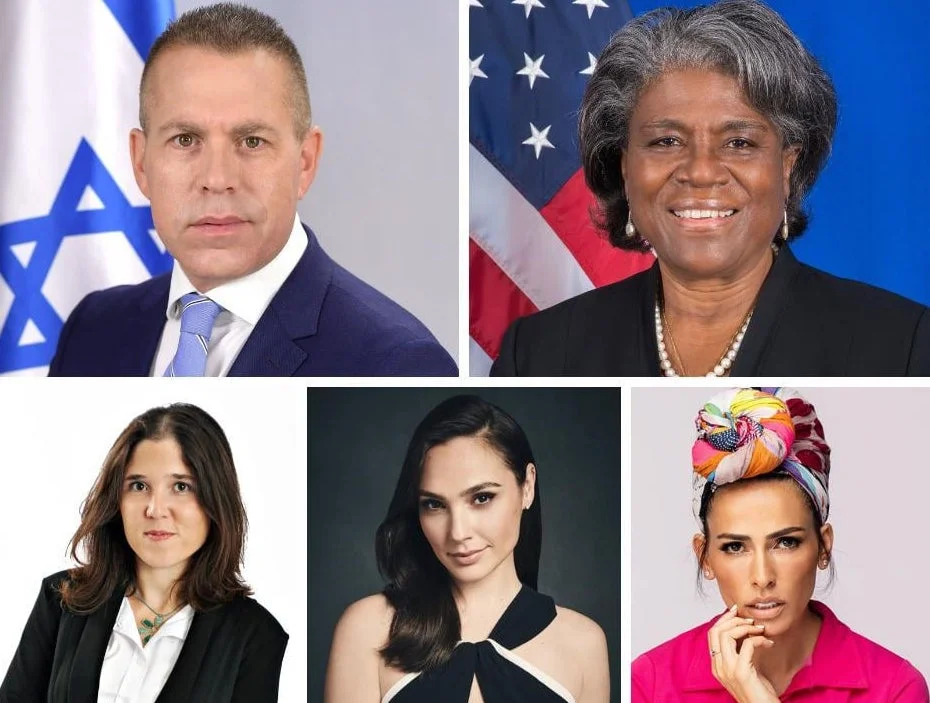 Israel’s Ambassador to the US and UN Gilad Erdan and US Ambassador to the UN, Linda Thomas-Greenfield, Lili Ben-Ami Gal Gadot and Linor Abargil (Photo: Gilad Erdan/Facebook)