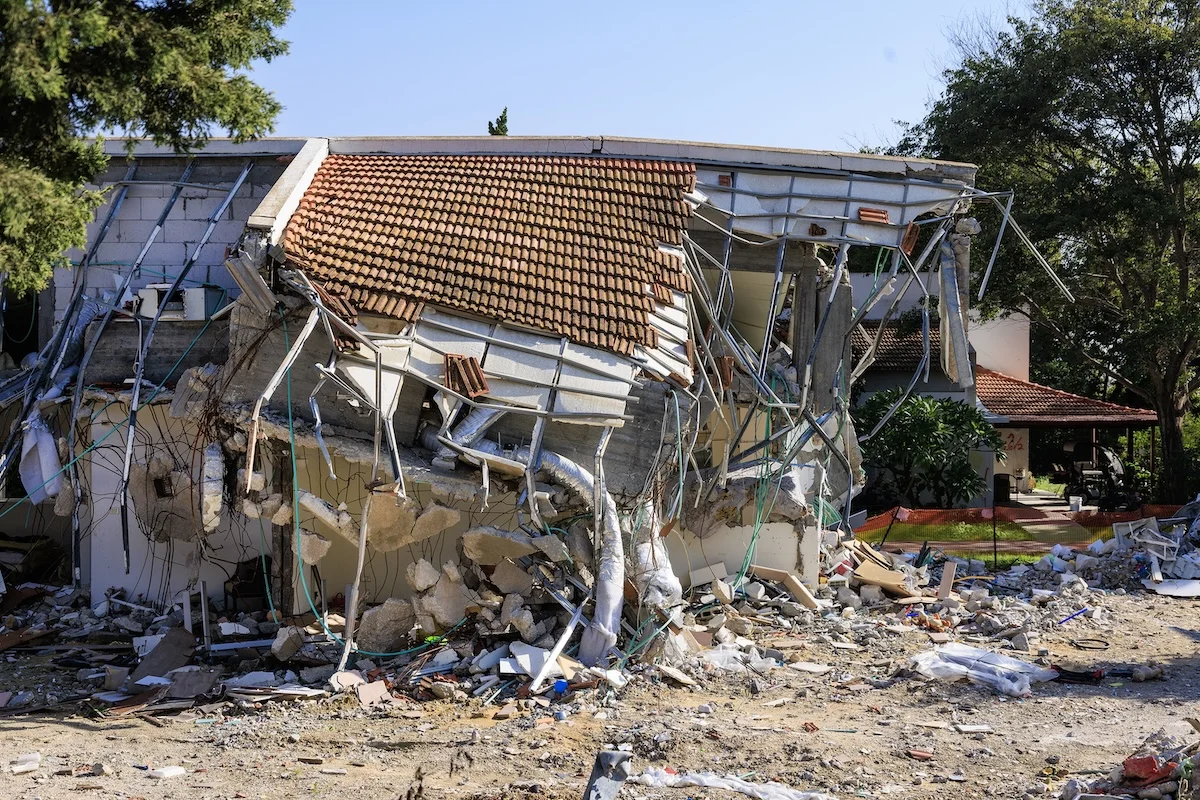 Destruction at Kibbutz Be'eri, by Hamas terrorists on Oct. 7, 2023. Picture taken on December 19, 2023. (Photo: Moshe Shai/Flash90)