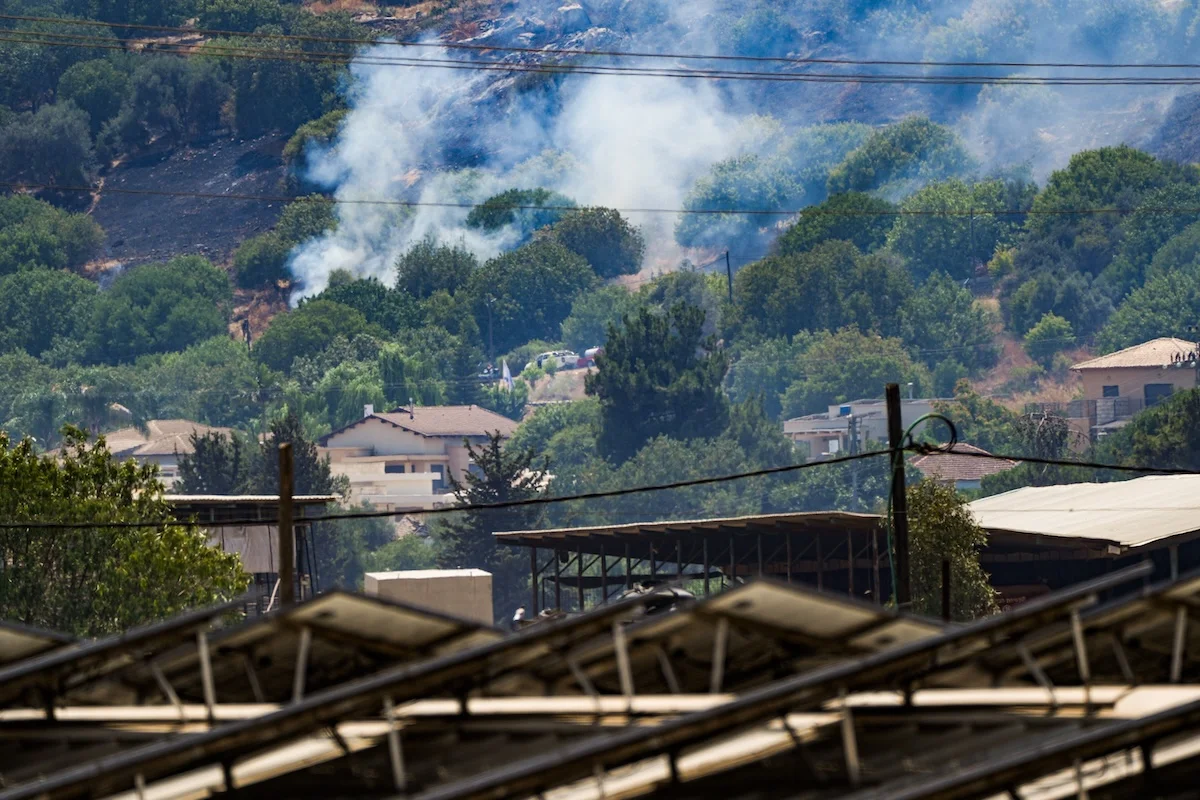 View of a fire that started from missiles and drones launched from Lebanon near the Israeli border with Lebanon, June 23, 2024. (Photo: Ayal Margolin/Flash90)