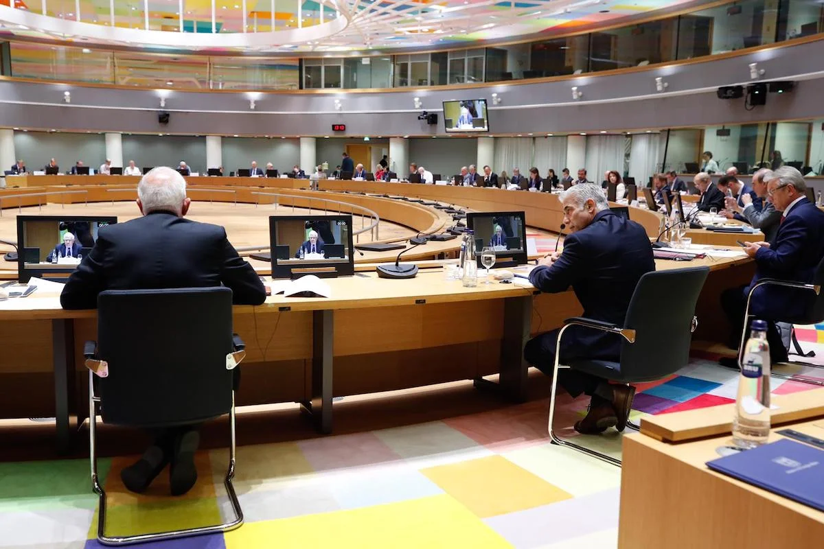 Israeli FM Yair Lapid at the EU's Foreign Affairs Council in Brussels, July 12, 2021 (Photo: European Union)