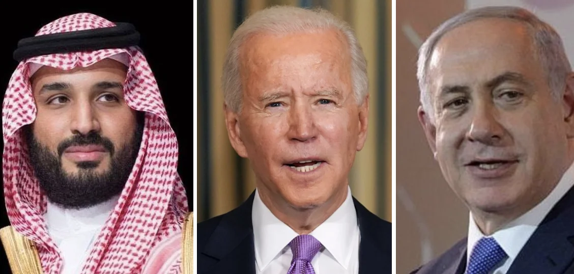 Saudi Crown Prince Mohammed bin Salman (Photo: Facebook), US President Joe Biden (Photo: Shutterstock), Israeli Prime Minister Benjamin Netanyahu (Photo: Amos Ben Gershom/GPO) (Photo compilation: ALL ISRAEL NEWS)