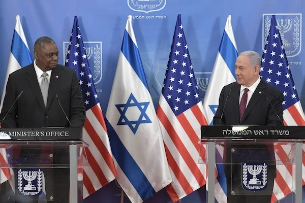 PM Netanyahu Meets with US Sec. of Defense Lloyd Austin, April 12, 2021 (Photo: Koby Gideon/GPO)