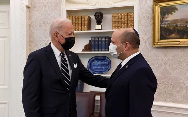 Israeli Prime Minister Naftali Bennett speaks as he meets with U.S. President Joe Biden in the Oval Office of the White House, Aug. 27, 2021 (Photo: GPO)