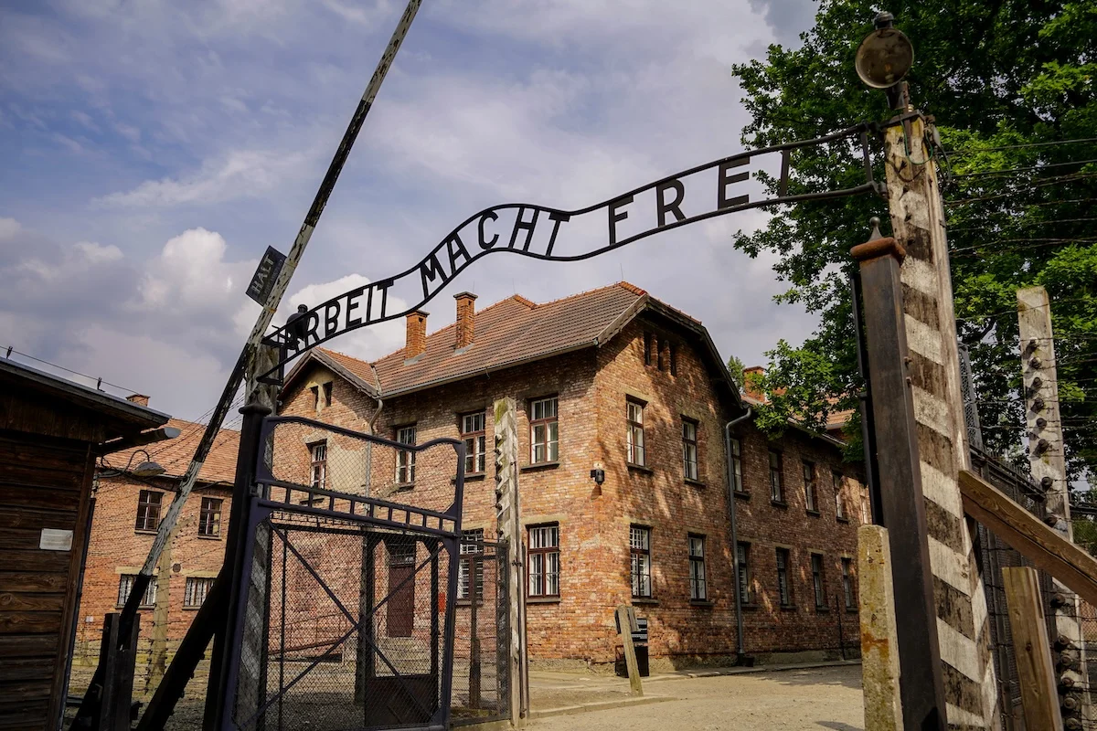 Front gate at Auschwitz concentration camp