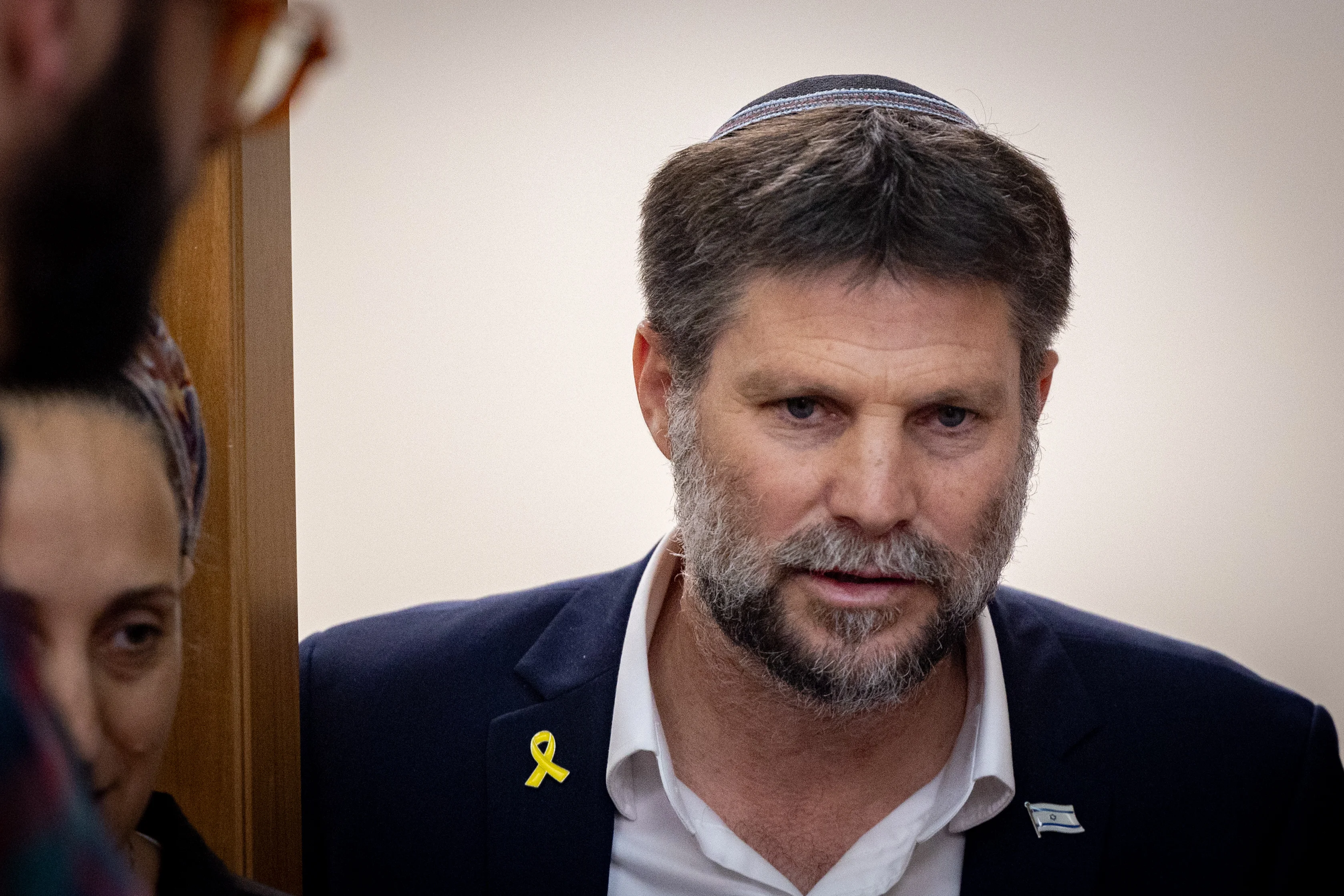 Minister of Finance and Head of the Religious Zionist Party Bezalel Smotrich leads a faction meeting at the Knesset, the Israeli parliament in Jerusalem, November 11, 2024. Photo by Yonatan Sindel/Flash90