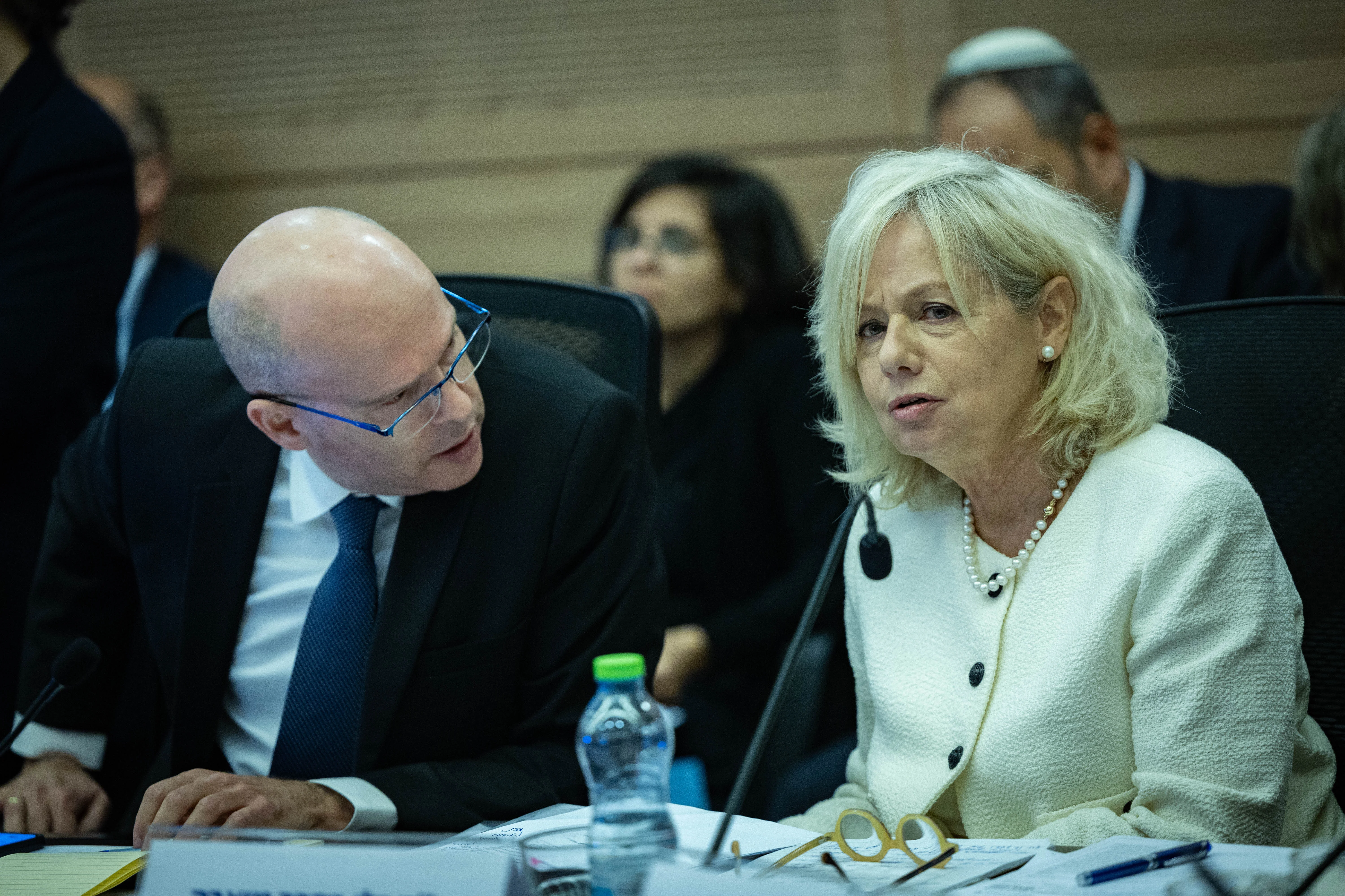 Israeli attorney general Gali Baharav Miara and State Prosecutor Amit Eisman attend a Constitution, Law and Justice Committee leads a committee meeting in the Israeli Parliament in Jerusalem, on November 18, 2024. Photo by Yonatan Sindel/Flash90