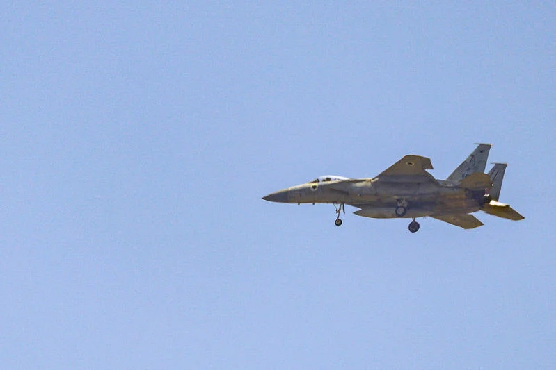 An Israeli Air Force fighter jet flying over central Israel, June 23, 2025. Photo by Nati Shohat/Flash90