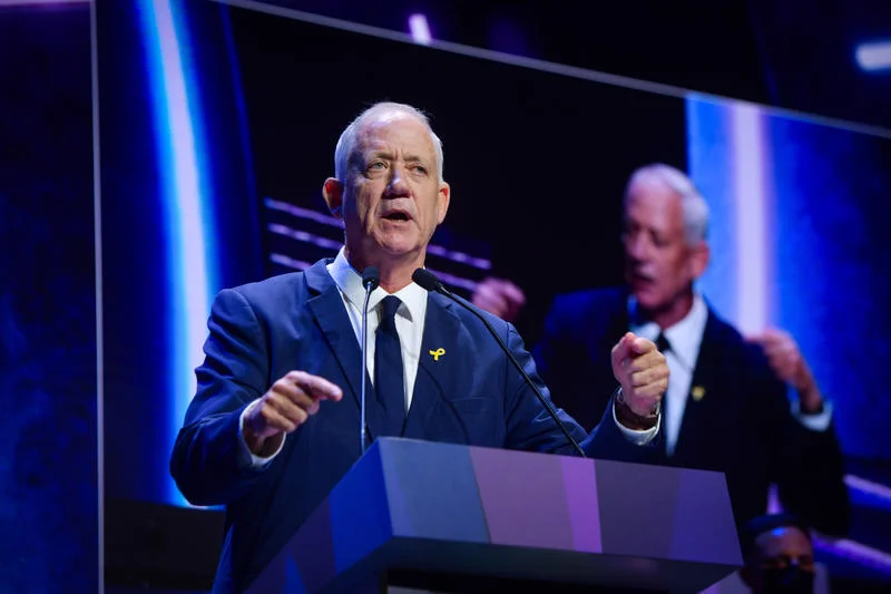MK Benny Gantz speaks at the Muni Expo 2025 conference in Tel Aviv, on July 15, 2025. Photo by Avshalom Sassoni/Flash90