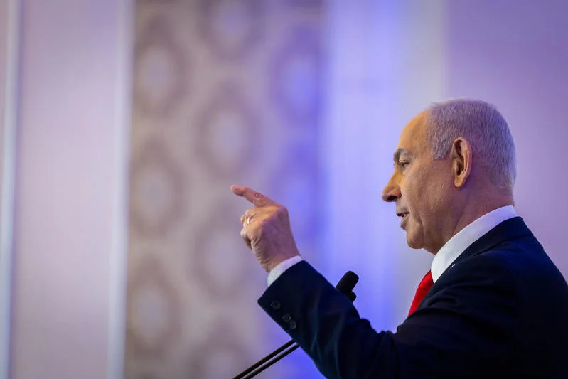 Israeli prime minister Benjamin Netanyahu attends a Christian Conference in Jerusalem, on April 27, 2025. Photo by Chaim Goldberg/Flash90