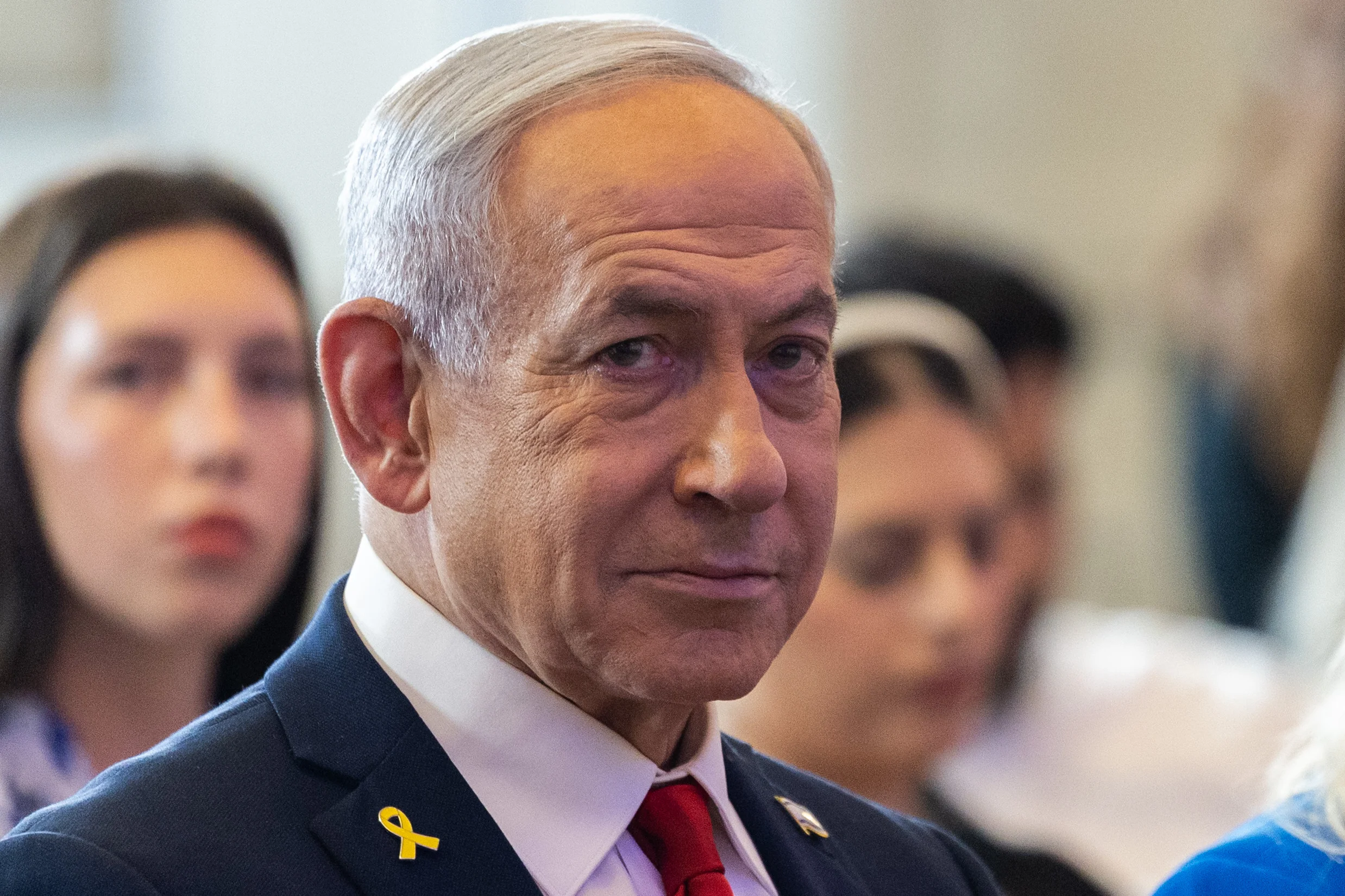 Israeli prime minister Benjamin Netanyahu and his wife Sara attend a Christian Conference in Jerusalem, on April 27, 2025. Photo by Chaim Goldberg/Flash90