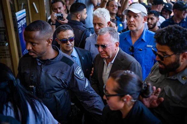 United States Special Envoy to the Middle East Steve Witkoff visits at “Hostage Square” in Tel Aviv, August 2, 2025. Photo by Erik Marmor/Flash90
