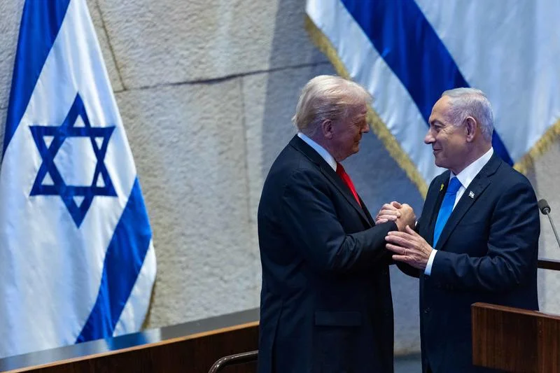 A special plenum session in honor of U.S. President Donald Trump at the Knesset, the Israeli parliament in Jerusalem, on October 13, 2025. Photo by Yonatan Sindel/Flash90