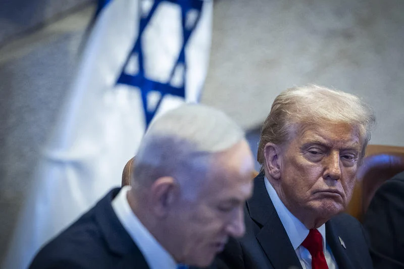 Israeli Prime Minister Benjamin Netanyahu speaks during a special plenum session in honor of U.S. President Donald Trump at the Knesset, Israel’s parliament in Jerusalem, on October 13, 2025. Photo by Yonatan Sindel/Flash90