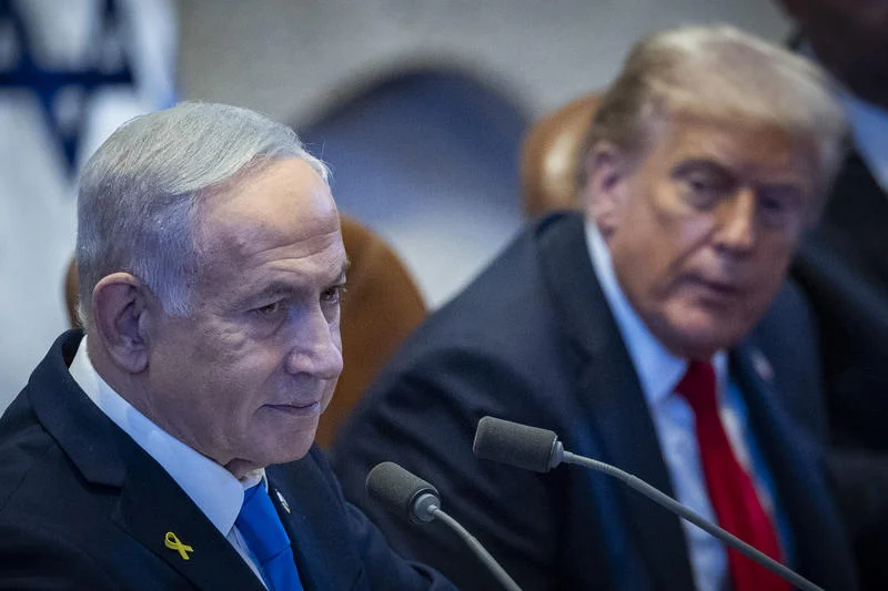 Israeli Prime Minister Benjamin Netanyahu speaks during a special plenum session in honor of U.S. President Donald Trump at the Knesset, Israel’s parliament in Jerusalem, on October 13, 2025. Photo by Yonatan Sindel/Flash90