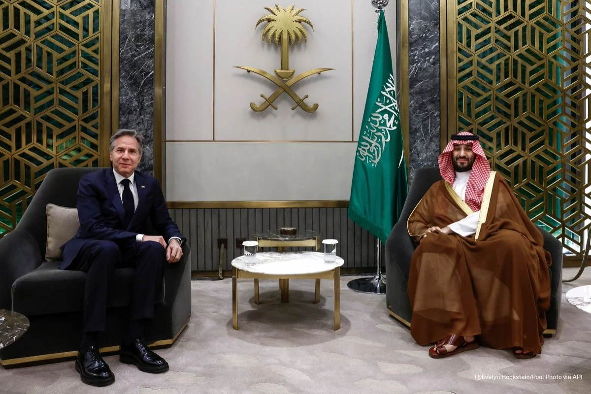 Secretary Blinken sits down for a meeting with Saudi Crown Prince Mohammed bin Salman. March 21, 2024 (Photo: US State Department).
