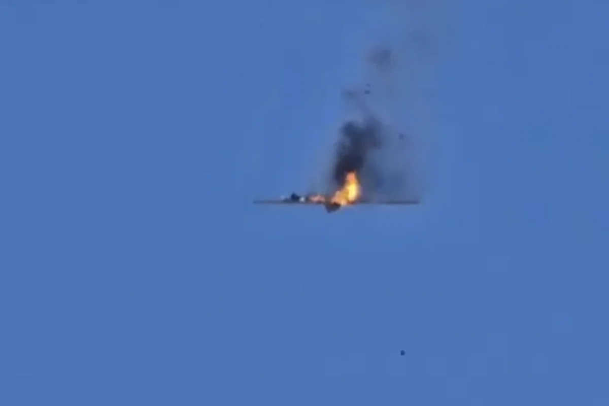 IDF Hermes 900 drone is shot down by a Hezbollah surface-to-air missile in southern Lebanon, June 1, 2024. (Photo: Screenshot/X)