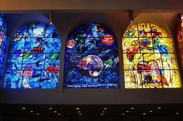 The Chagall Windows in the Abbell Synagogue at the Hadassah University Medical Center in Jerusalem. May 19, 2008. Photo by Jorge Novominsky/Flash90