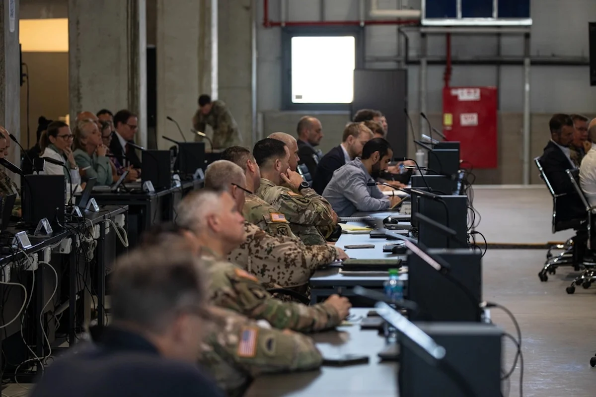 Personnel at the CMCC in Kiryat Gat, Israel on October 23, 2025
