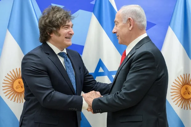 Israeli Prime Minister Benjamin Netanyahu with Argentine President Javier Milei in Jerusalem, June 10, 2025. (Photo: Ma'ayan Toaff/GPO)
