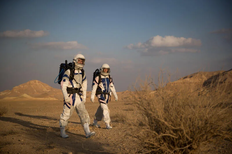 Israeli scientists taking part in a project simulates life in Mars, outside Mitzpe Ramon, Southern Israel, the D-MARS project is a a space analog research center in Israel, its founded by Israeli Space Agency and the Israeli Ministry of Science, Technology and Space. February 18, 2018 Photo by Yonatan Sindel/Flash90