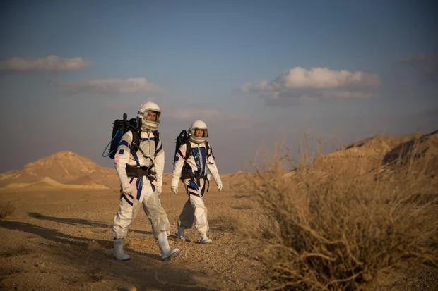 Israeli scientists taking part in a project simulates life in Mars, outside Mitzpe Ramon, Southern Israel, the D-MARS project is a a space analog research center in Israel, its founded by Israeli Space Agency and the Israeli Ministry of Science, Technology and Space. February 18, 2018 Photo by Yonatan Sindel/Flash90