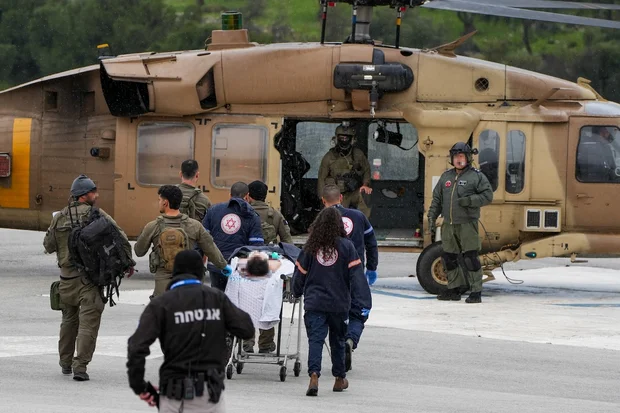 Illustrative - A military helicopter evacuates injured people from the Ziv Medical center in Tzfat , February 14, 2024. (Photo: Ayal Margolin/Flash90)