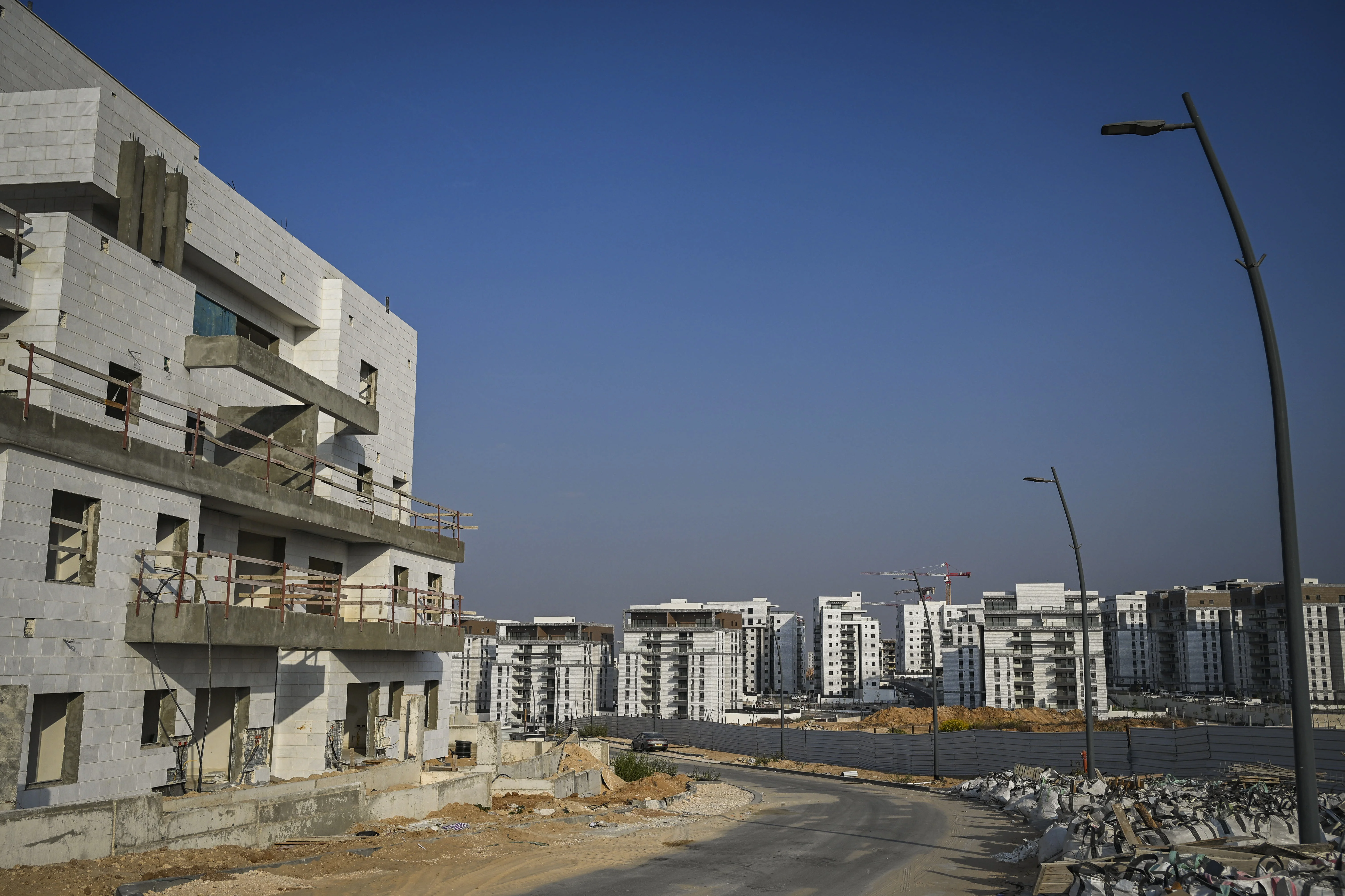 View of a construction site for new housing in the southern Israeli city of Sderot