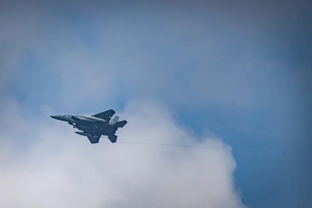 Israeli Air Force fighter jet seen in central Israel amid the ongoing war between Israel-US and Iran, March 15, 2026. (Photo: Nati Shohat/Flash90)