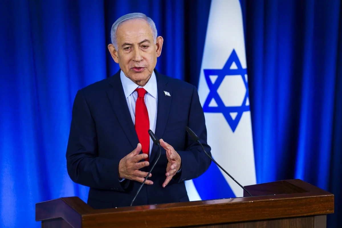 Netanyahu speaks during a press conference in Jerusalem 2