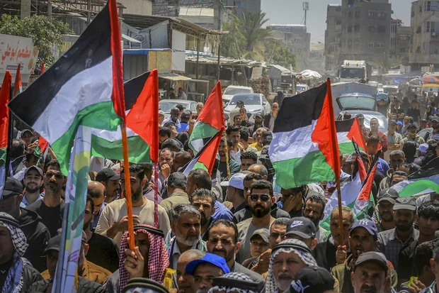 Palestinians attend a “National Return Festival” organized by the Palestine Liberation Organization’s Department of Refugee Affairs to commemorate the Palestinian Nakba in Khan Younis, in the southern Gaza Strip, May 11, 2026. (Photo: Abed Rahim Khatib/Flash90)