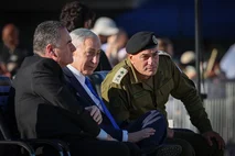 Israeli Prime Minister Benjamin Netanyahu, Defense Minister Israel Katz, and IDF Chief of Staff Lt. Gen. Eyal Zamir in southern Israel