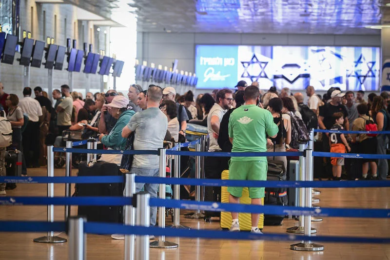 Passengers at the Ben Gurion International airport near Tel Aviv