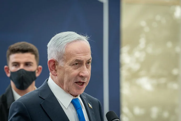 Israeli prime minister Benjamin Netanyahu attends a state ceremony reburying Shimon and Rivka Herzl n Mount Herzl, in Jerusalem