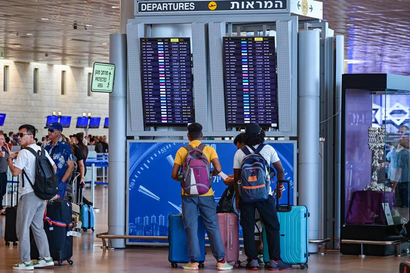 Passengers at the Ben Gurion International airport