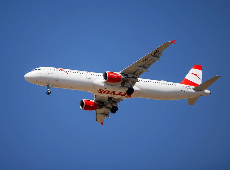 An Austrian Airlines passenger plane takes off from Ben Gurion International Airport, central Israel, September 9, 2026. Photo by Yossi Aloni/Flash90