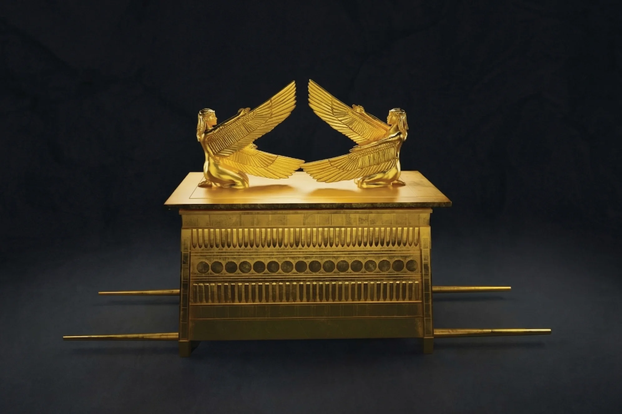A conceptual replication of the gold-covered Ark of the Covenant from the new docudrama: Legends of the Lost Ark. Photo: Gesher Media.